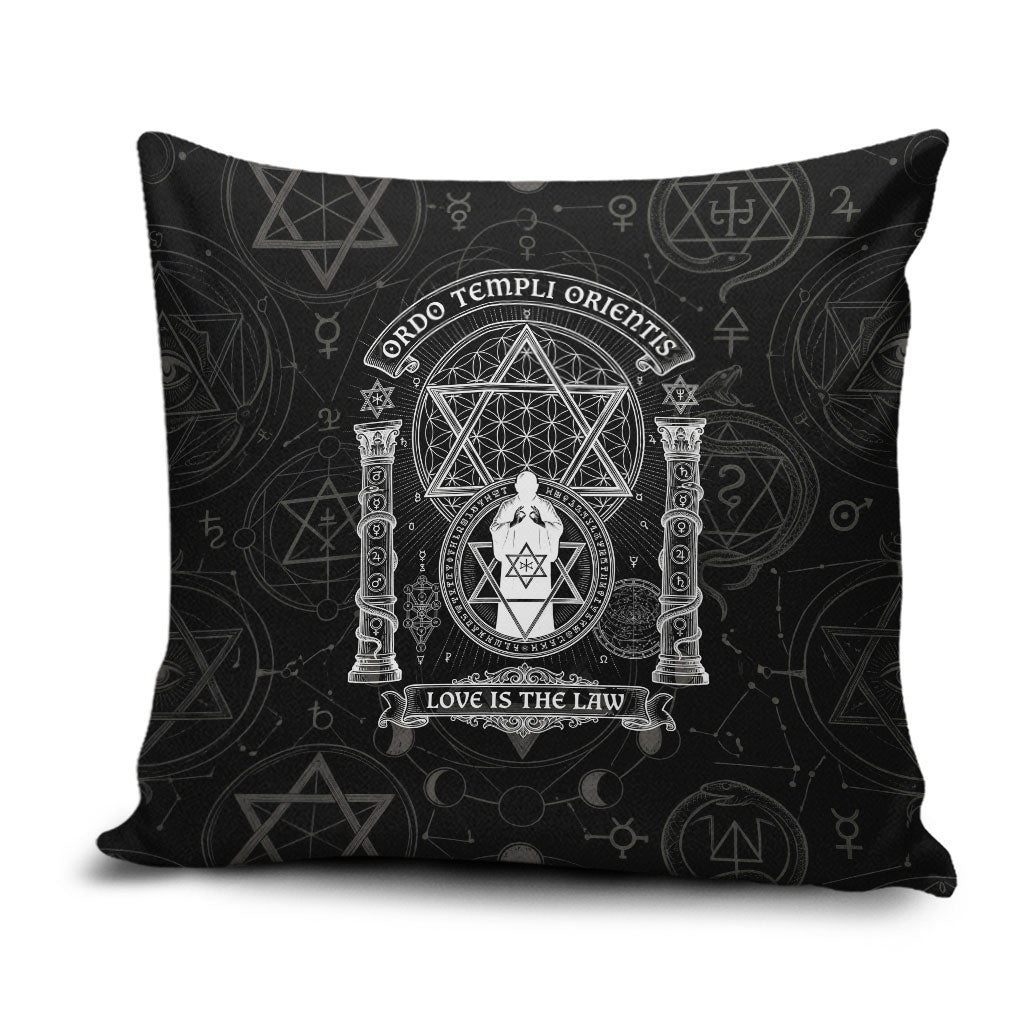 Ordo Templi Orientis Occult Symbolism Pillow Cover Esoteric Alchemy Sacred Geometry Black