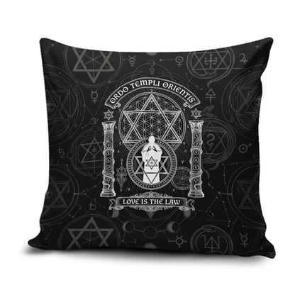 Ordo Templi Orientis Occult Symbolism Pillow Cover Esoteric Alchemy Sacred Geometry Black