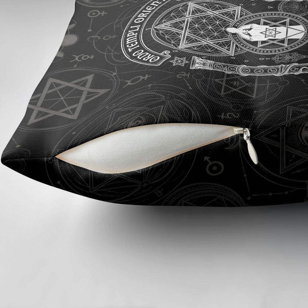 Ordo Templi Orientis Occult Symbolism Pillow Cover Esoteric Alchemy Sacred Geometry Black