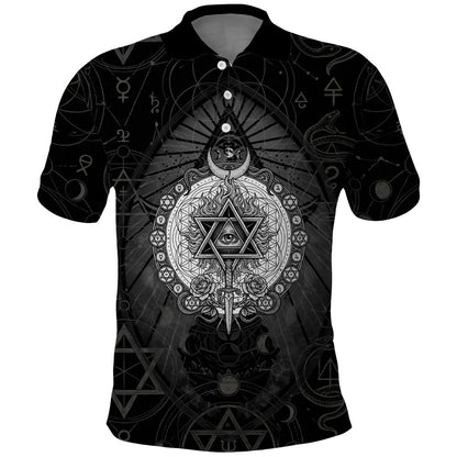 Ordo Templi Orientis Occult Symbolism Polo Shirt Esoteric Alchemy Sacred Geometry Black