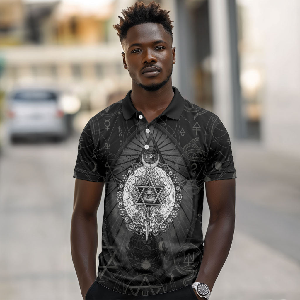 Ordo Templi Orientis Occult Symbolism Polo Shirt Esoteric Alchemy Sacred Geometry Black