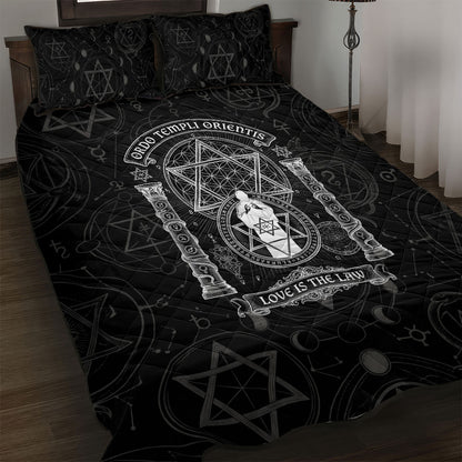 Ordo Templi Orientis Occult Symbolism Quilt Bed Set Esoteric Alchemy Sacred Geometry Black