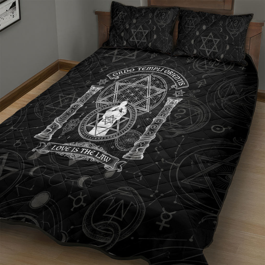 Ordo Templi Orientis Occult Symbolism Quilt Bed Set Esoteric Alchemy Sacred Geometry Black