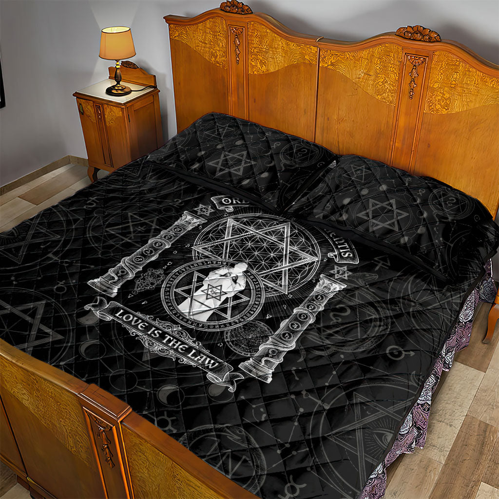 Ordo Templi Orientis Occult Symbolism Quilt Bed Set Esoteric Alchemy Sacred Geometry Black
