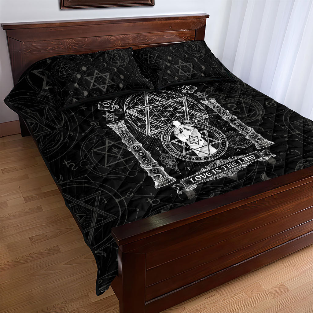 Ordo Templi Orientis Occult Symbolism Quilt Bed Set Esoteric Alchemy Sacred Geometry Black