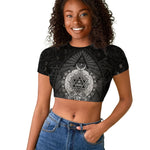 Ordo Templi Orientis Occult Symbolism Raglan Cropped T shirt Esoteric Alchemy Sacred Geometry Black