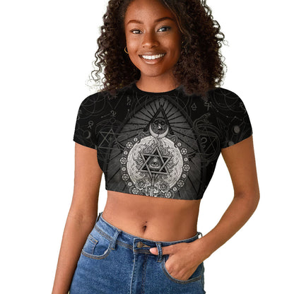 Ordo Templi Orientis Occult Symbolism Raglan Cropped T shirt Esoteric Alchemy Sacred Geometry Black