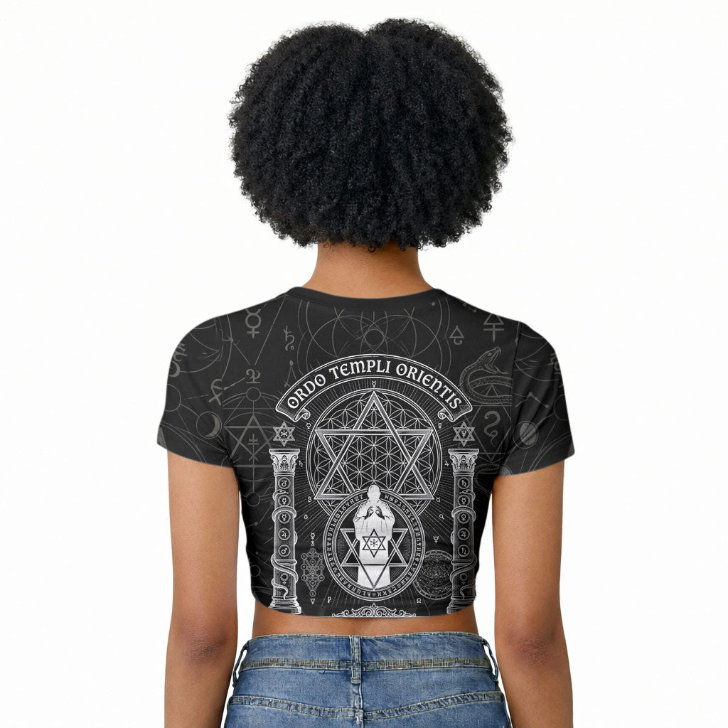 Ordo Templi Orientis Occult Symbolism Raglan Cropped T shirt Esoteric Alchemy Sacred Geometry Black
