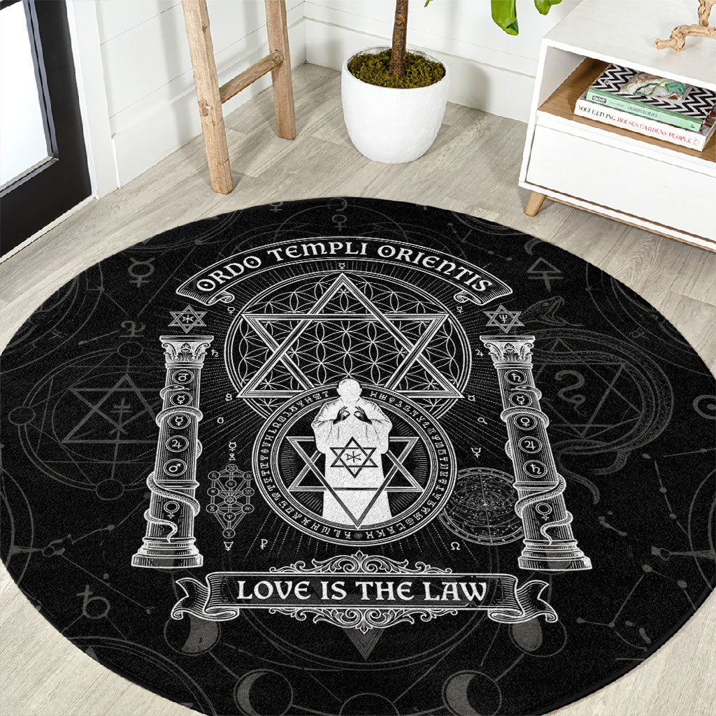 Ordo Templi Orientis Occult Symbolism Round Carpet Esoteric Alchemy Sacred Geometry Black