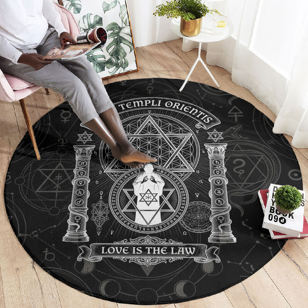 Ordo Templi Orientis Occult Symbolism Round Carpet Esoteric Alchemy Sacred Geometry Black