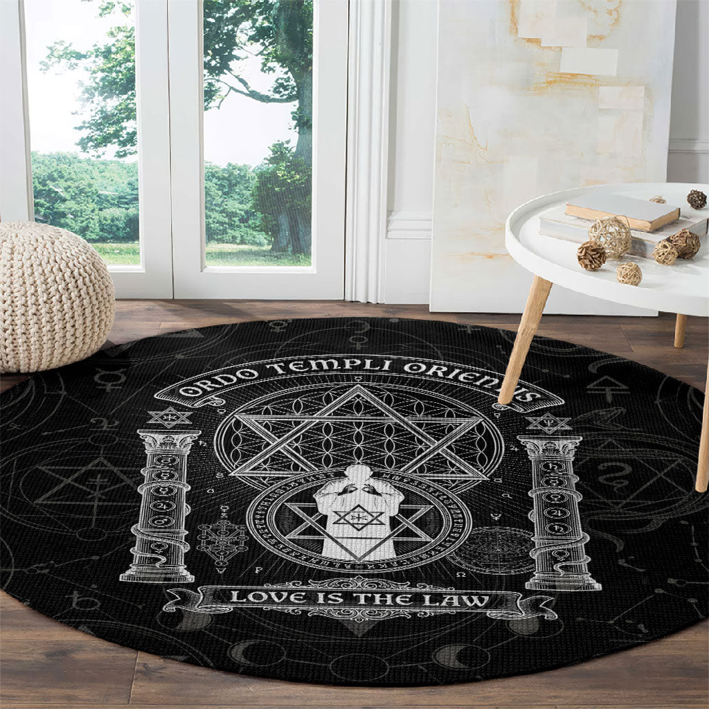 Ordo Templi Orientis Occult Symbolism Round Carpet Esoteric Alchemy Sacred Geometry Black