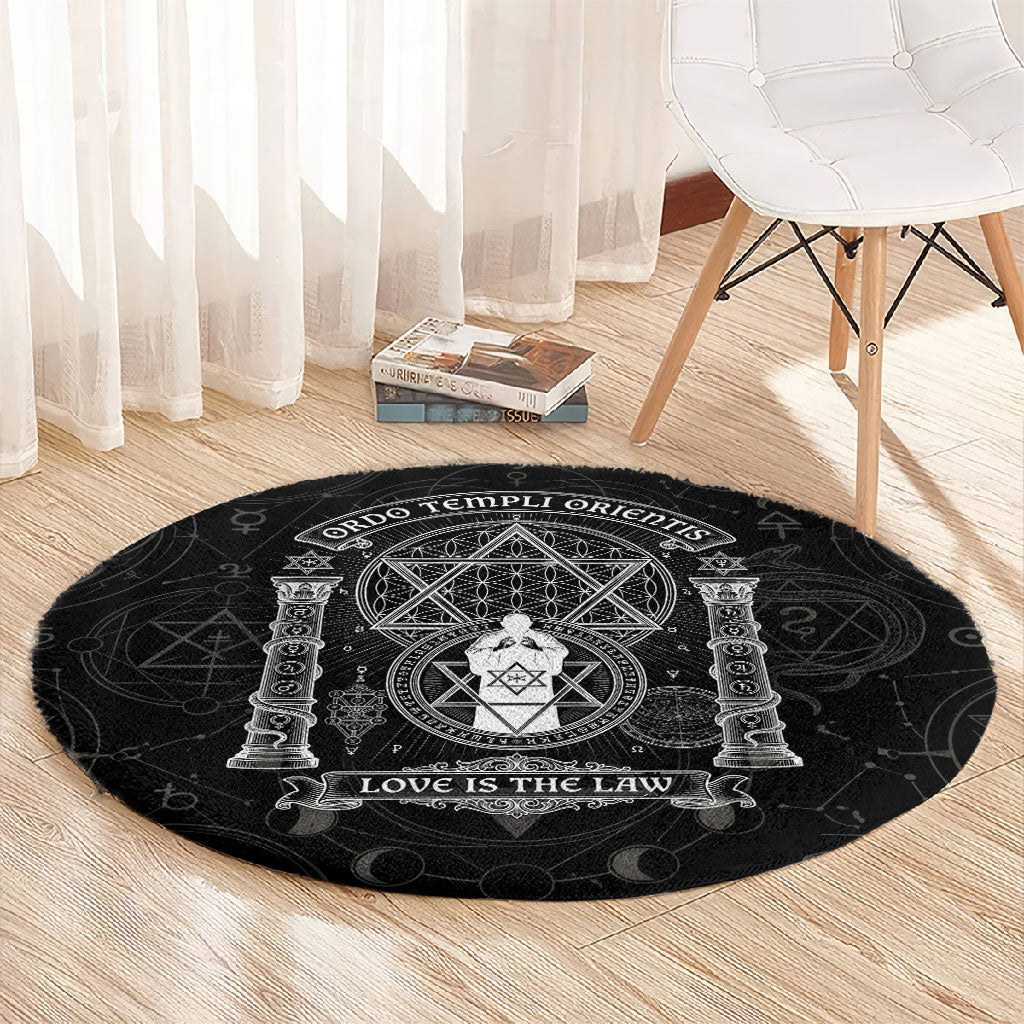 Ordo Templi Orientis Occult Symbolism Round Carpet Esoteric Alchemy Sacred Geometry Black