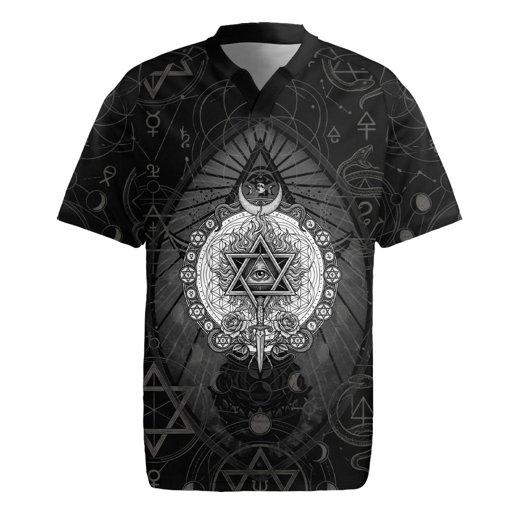 Ordo Templi Orientis Occult Symbolism Rugby Jersey Esoteric Alchemy Sacred Geometry Black
