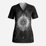 Ordo Templi Orientis Occult Symbolism Scrub Top Esoteric Alchemy Sacred Geometry Black