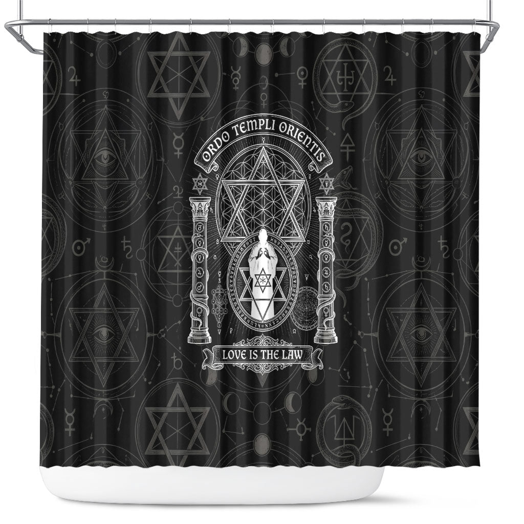 Ordo Templi Orientis Occult Symbolism Shower Curtain Esoteric Alchemy Sacred Geometry Black