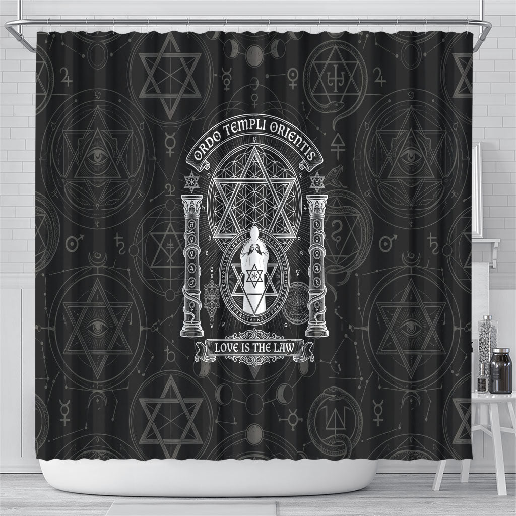 Ordo Templi Orientis Occult Symbolism Shower Curtain Esoteric Alchemy Sacred Geometry Black