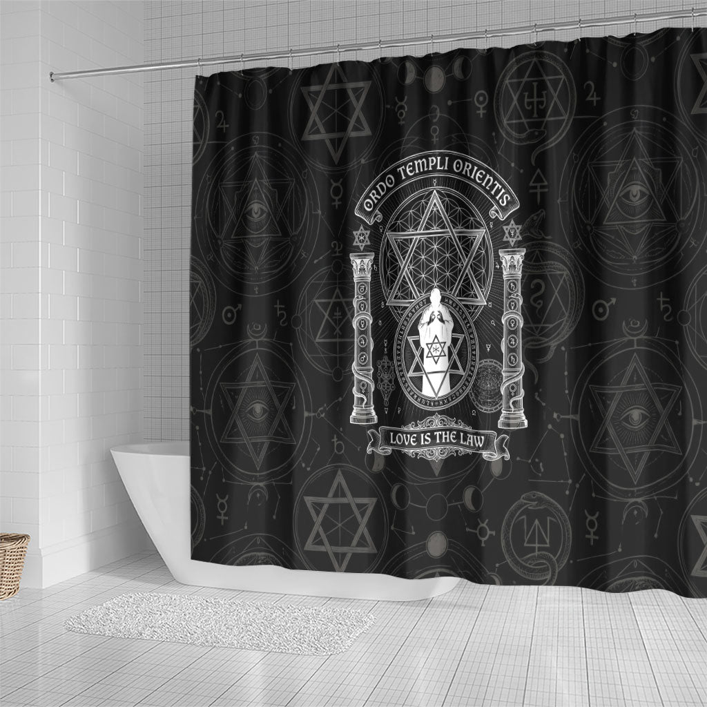 Ordo Templi Orientis Occult Symbolism Shower Curtain Esoteric Alchemy Sacred Geometry Black