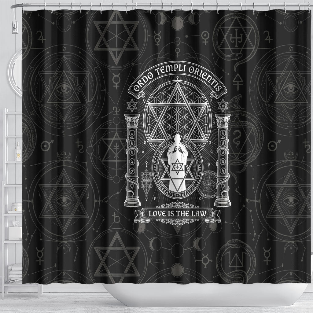 Ordo Templi Orientis Occult Symbolism Shower Curtain Esoteric Alchemy Sacred Geometry Black