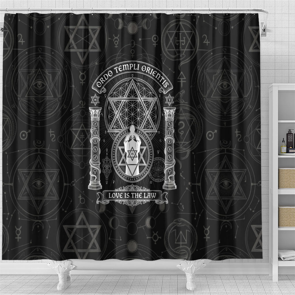 Ordo Templi Orientis Occult Symbolism Shower Curtain Esoteric Alchemy Sacred Geometry Black