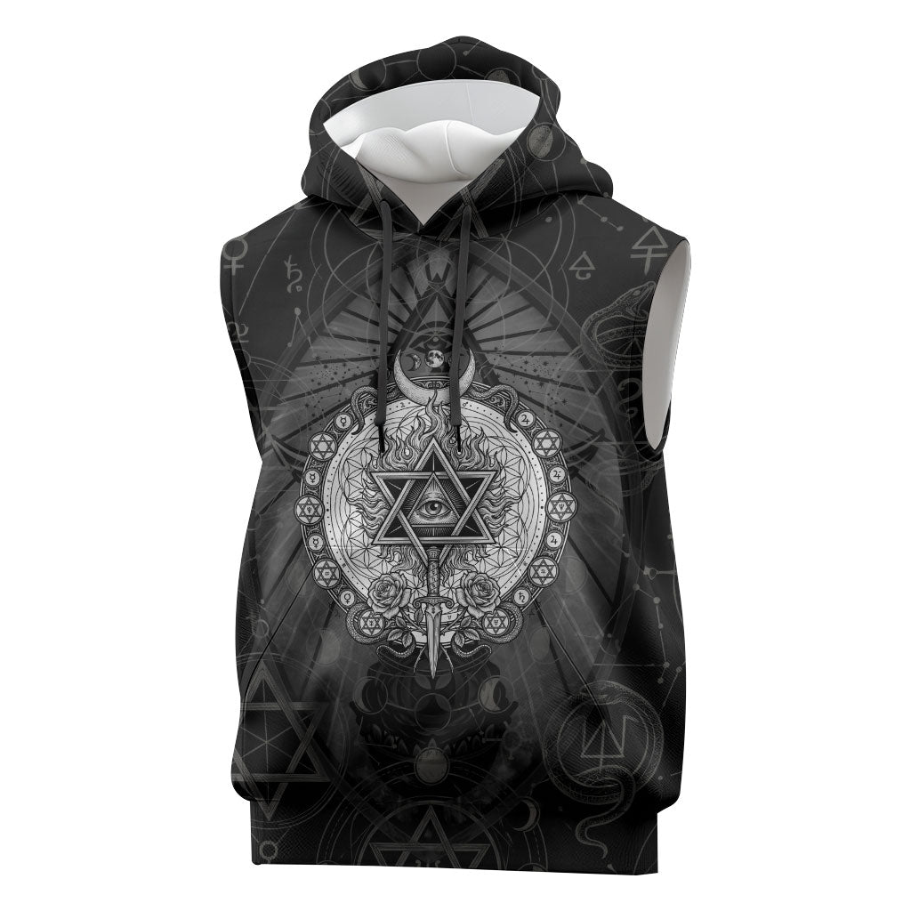 Ordo Templi Orientis Occult Symbolism Sleeveless Hoodie Esoteric Alchemy Sacred Geometry Black