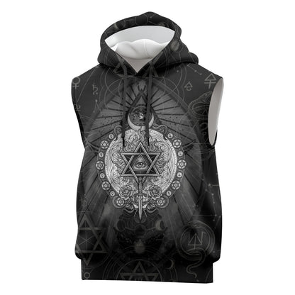 Ordo Templi Orientis Occult Symbolism Sleeveless Hoodie Esoteric Alchemy Sacred Geometry Black