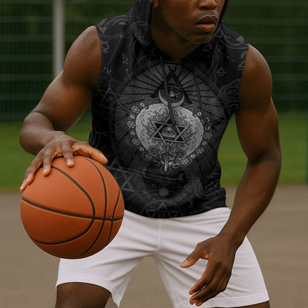 Ordo Templi Orientis Occult Symbolism Sleeveless Hoodie Esoteric Alchemy Sacred Geometry Black