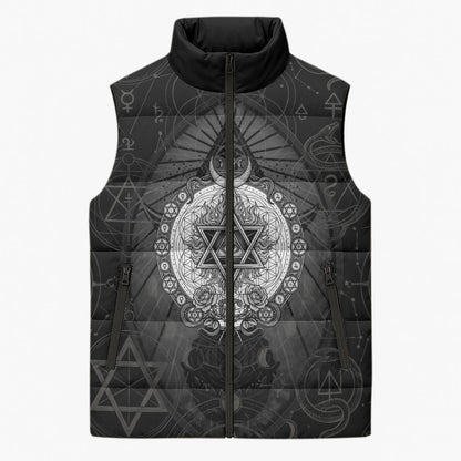 Ordo Templi Orientis Occult Symbolism Sleeveless Puffer Jacket Esoteric Alchemy Sacred Geometry Black