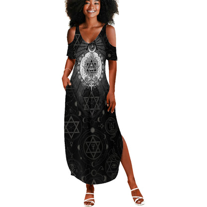 Ordo Templi Orientis Occult Symbolism Summer Maxi Dress Esoteric Alchemy Sacred Geometry Black