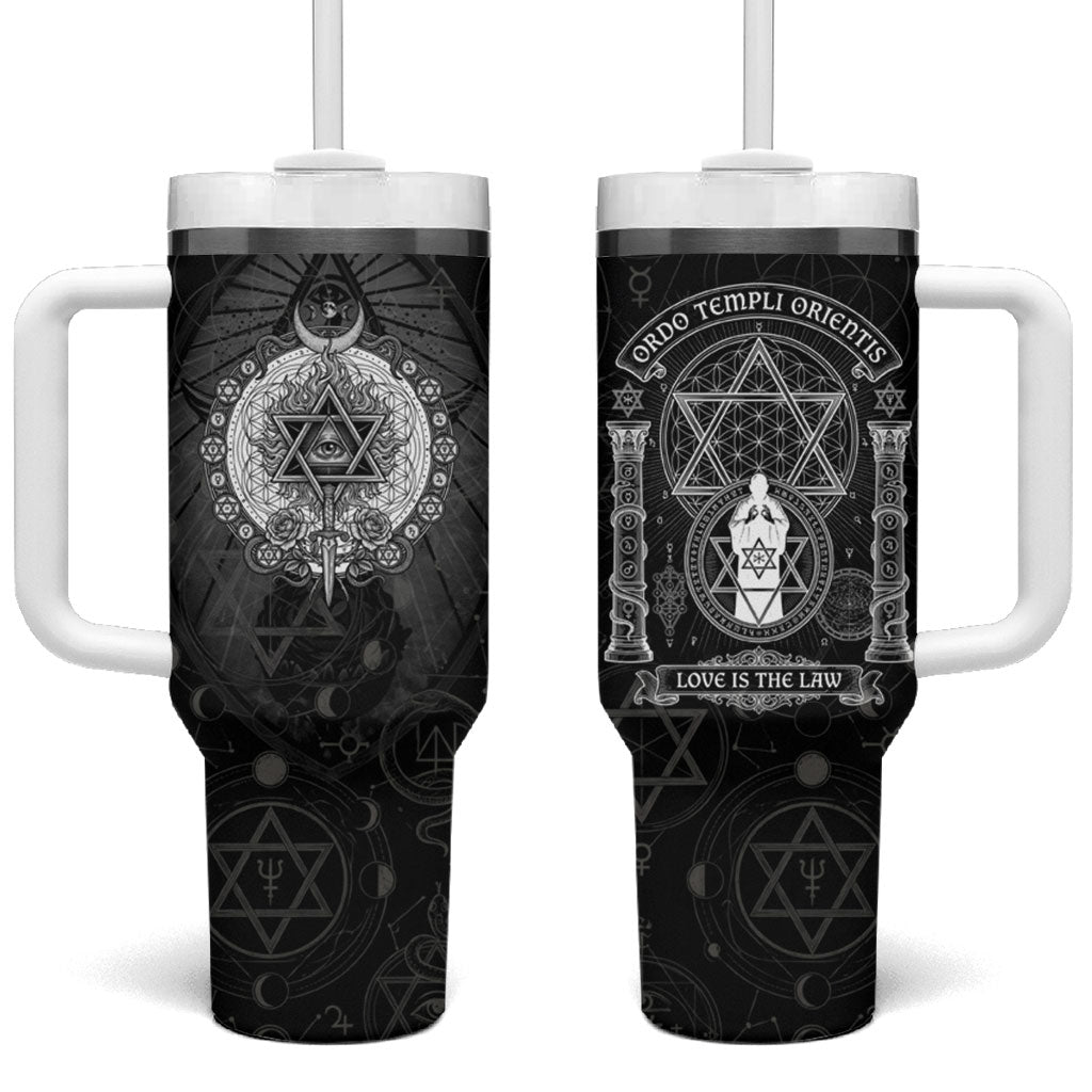 Ordo Templi Orientis Occult Symbolism Tumbler With Handle Esoteric Alchemy Sacred Geometry Black