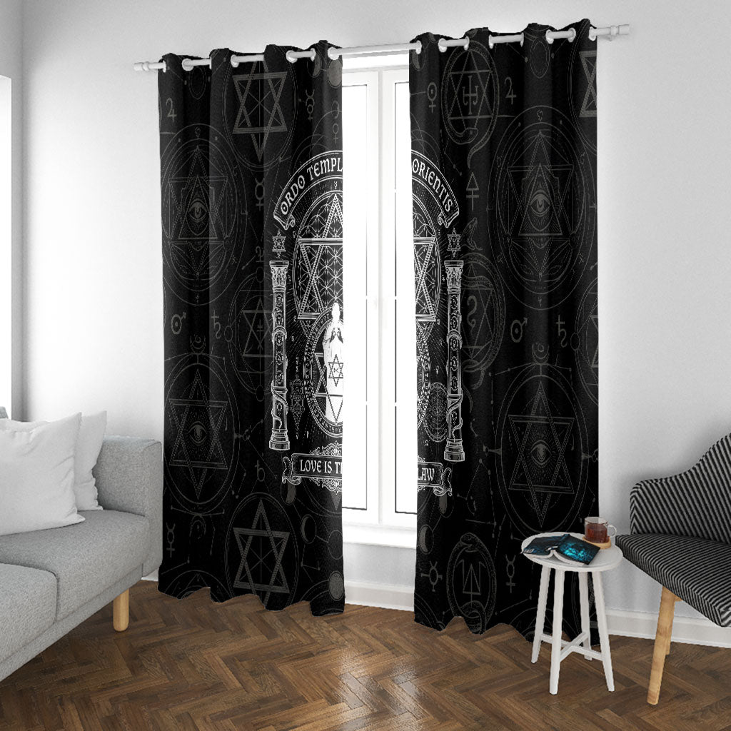 Ordo Templi Orientis Occult Symbolism Window Curtain Esoteric Alchemy Sacred Geometry Black