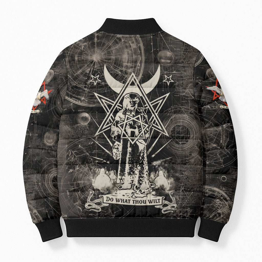 Ordo Templi Orientis Thelema Bomber Puffer Jacket Do What Thou Wilt Mystic Serpent