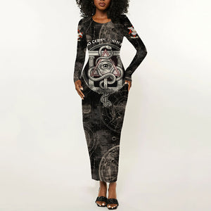 Ordo Templi Orientis Thelema Long Sleeve Bodycon Dress Do What Thou Wilt Mystic Serpent
