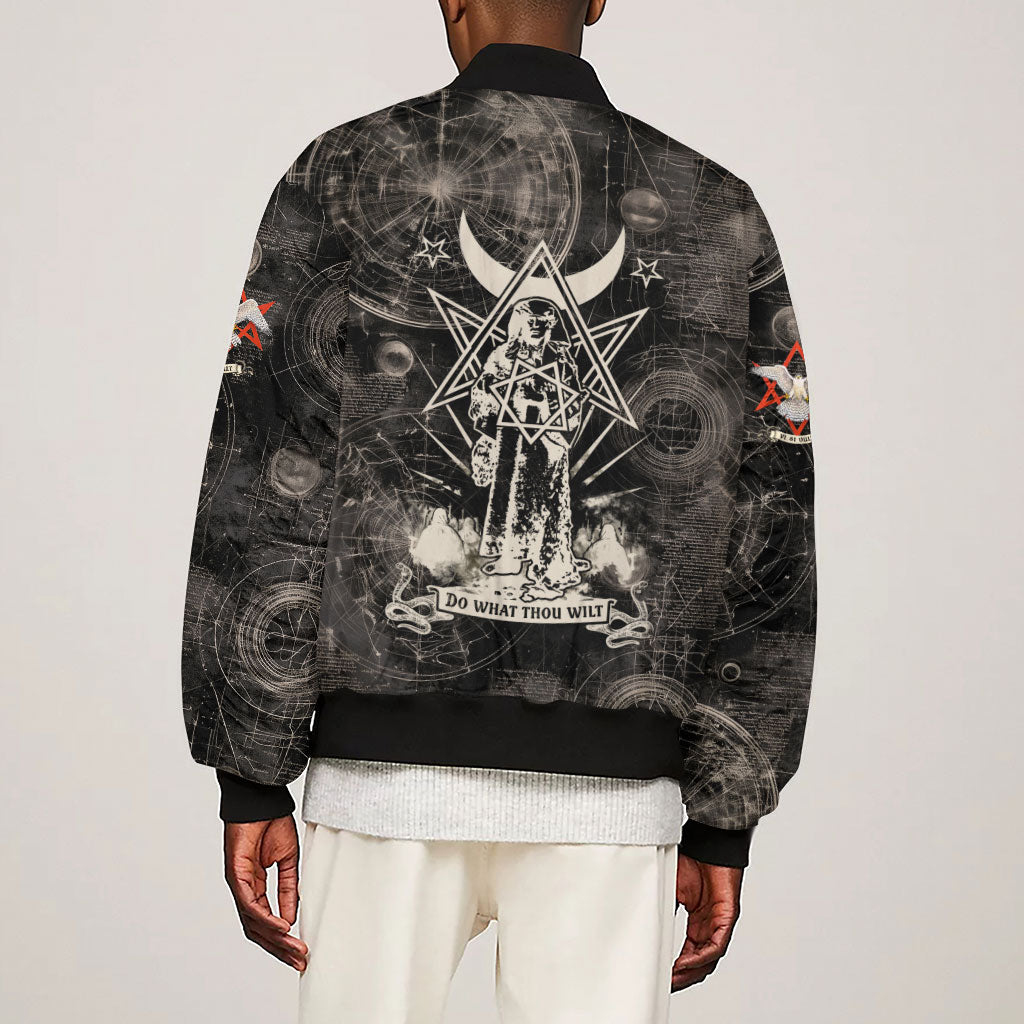 Ordo Templi Orientis Thelema Sleeve Zip Bomber Jacket Do What Thou Wilt Mystic Serpent