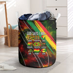 Juneteenth God Says I Am Christian Freedom Laundry Basket Pan African Flag Colors Tie Dye Galaxy