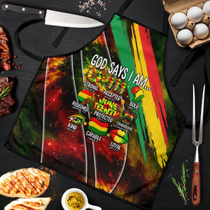 Juneteenth God Says I Am Christian Freedom Apron Pan African Flag Colors Tie Dye Galaxy