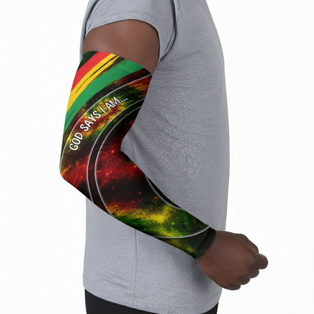 Juneteenth God Says I Am Christian Freedom Arm Sleeves Pan African Flag Colors Tie Dye Galaxy