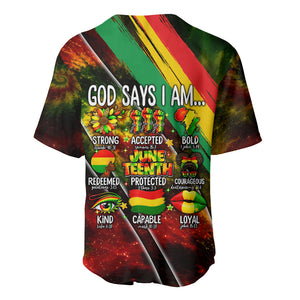 Juneteenth God Says I Am Christian Freedom Baseball Jersey Pan African Flag Colors Tie Dye Galaxy