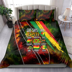 Juneteenth God Says I Am Christian Freedom Bedding Set Pan African Flag Colors Tie Dye Galaxy