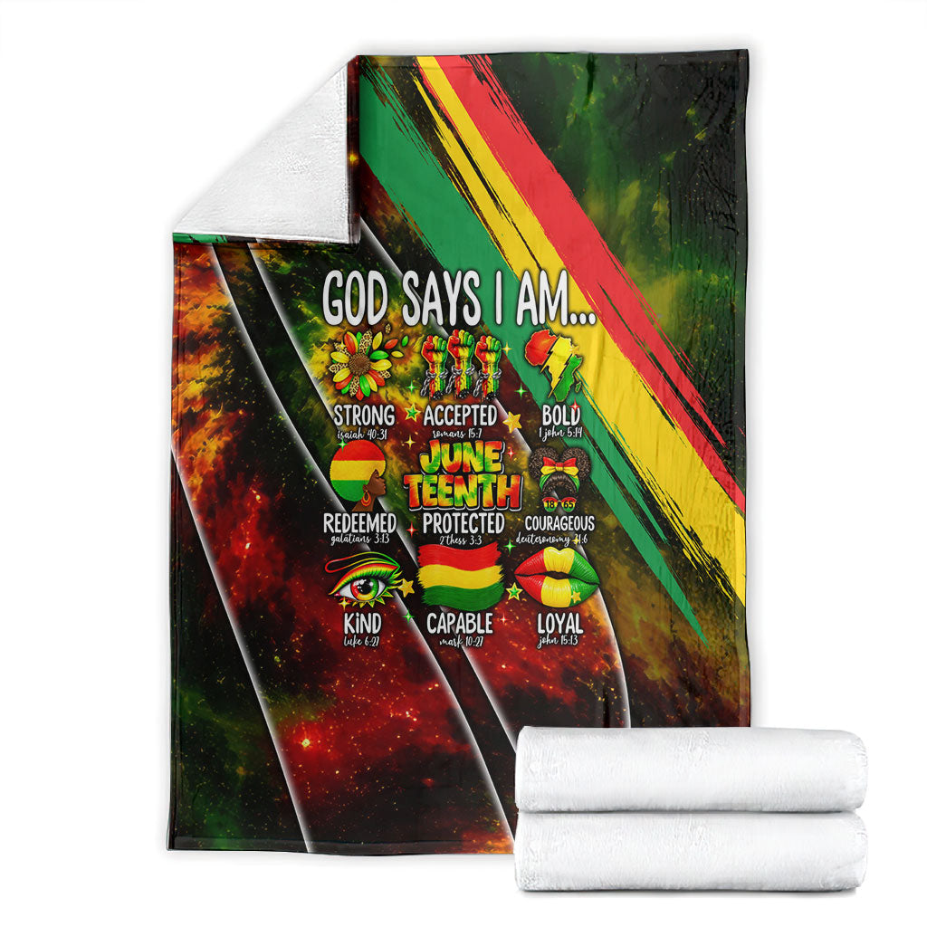 Juneteenth God Says I Am Christian Freedom Blanket Pan African Flag Colors Tie Dye Galaxy