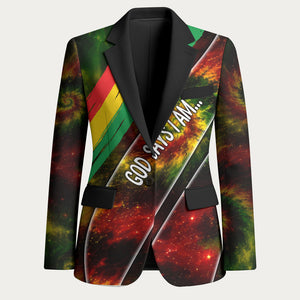 Juneteenth God Says I Am Christian Freedom Blazer Pan African Flag Colors Tie Dye Galaxy