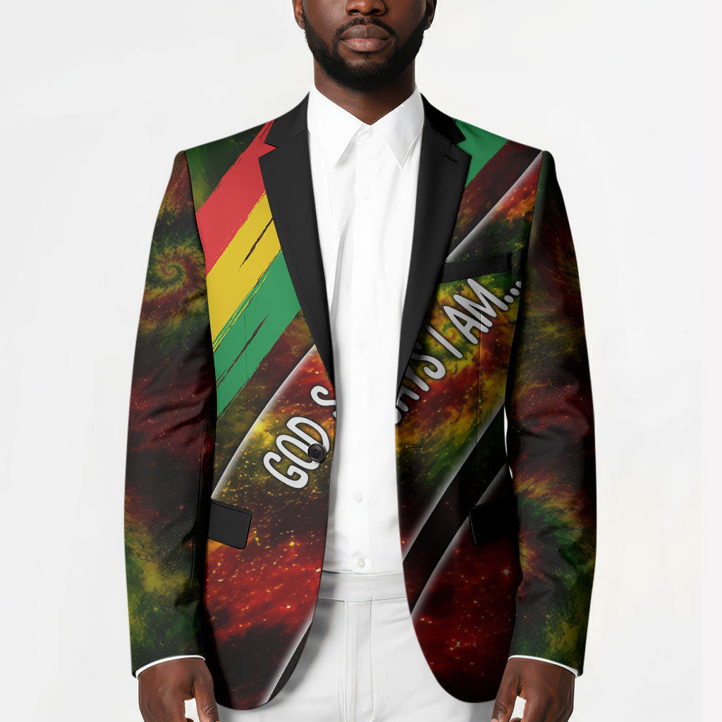 Juneteenth God Says I Am Christian Freedom Blazer Pan African Flag Colors Tie Dye Galaxy