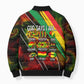Juneteenth God Says I Am Christian Freedom Bomber Puffer Jacket Pan African Flag Colors Tie Dye Galaxy