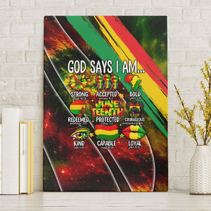 Juneteenth God Says I Am Christian Freedom Canvas Wall Art Pan African Flag Colors Tie Dye Galaxy