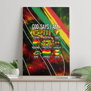 Juneteenth God Says I Am Christian Freedom Canvas Wall Art Pan African Flag Colors Tie Dye Galaxy