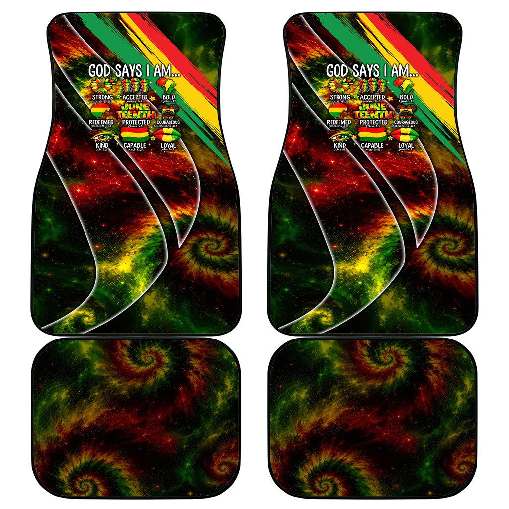 Juneteenth God Says I Am Christian Freedom Car Mats Pan African Flag Colors Tie Dye Galaxy
