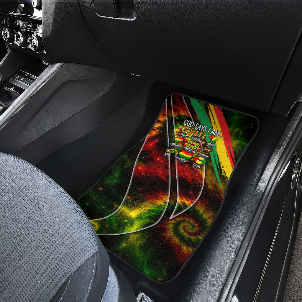 Juneteenth God Says I Am Christian Freedom Car Mats Pan African Flag Colors Tie Dye Galaxy