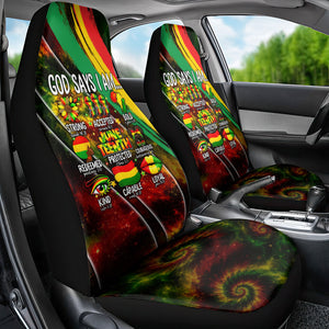 Juneteenth God Says I Am Christian Freedom Car Seat Cover Pan African Flag Colors Tie Dye Galaxy
