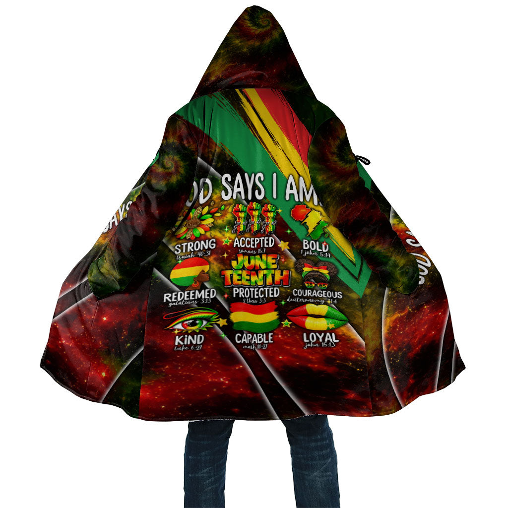 Juneteenth God Says I Am Christian Freedom Cloak Pan African Flag Colors Tie Dye Galaxy