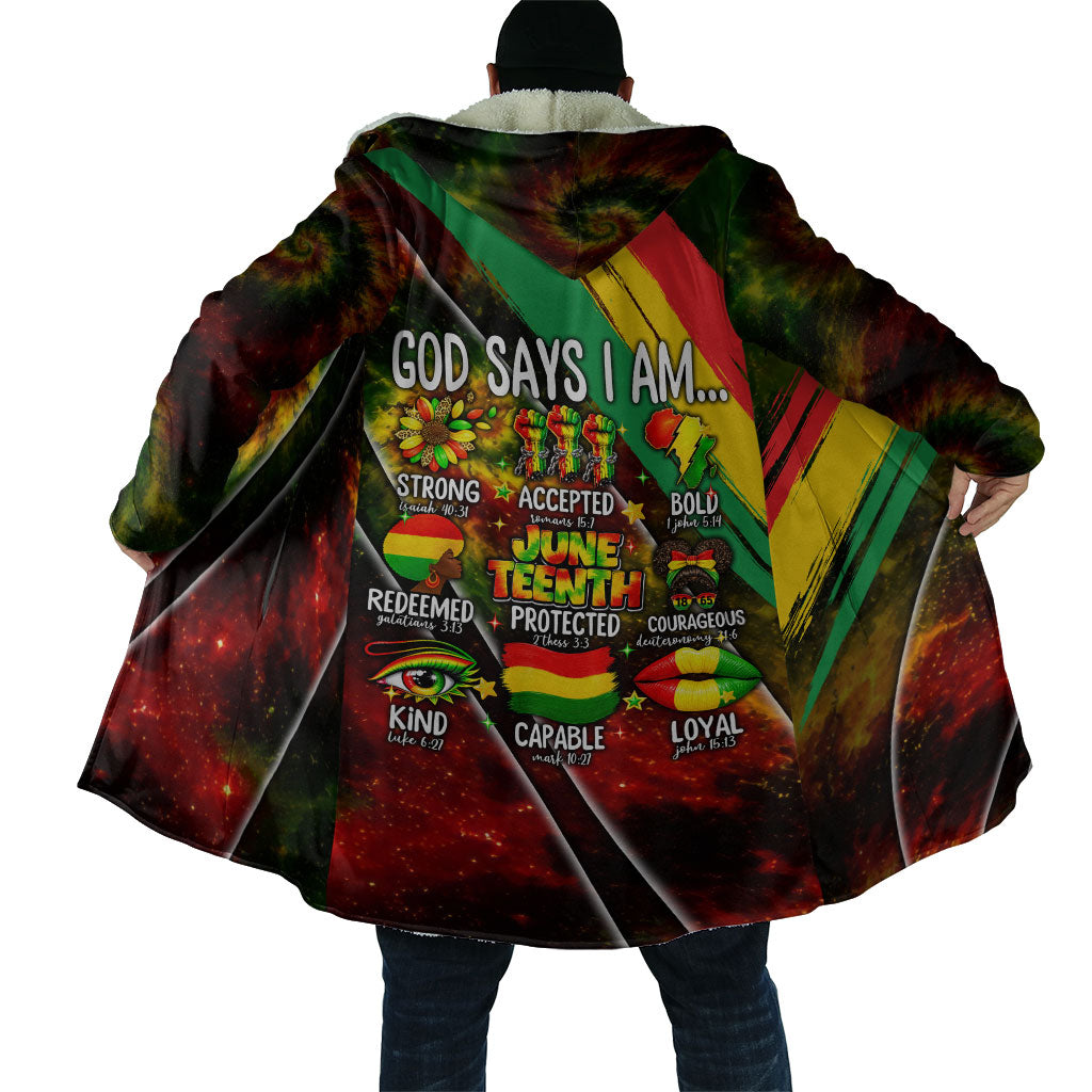 Juneteenth God Says I Am Christian Freedom Cloak Pan African Flag Colors Tie Dye Galaxy