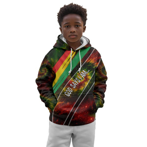 Juneteenth God Says I Am Christian Freedom Kid Hoodie Pan African Flag Colors Tie Dye Galaxy